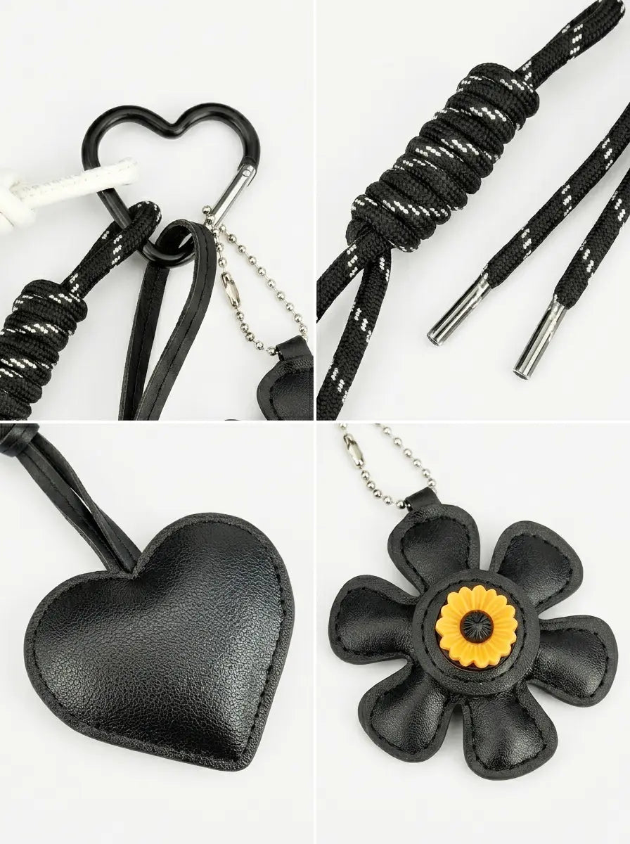 BLOOM AND HEART LEATHER CHARM